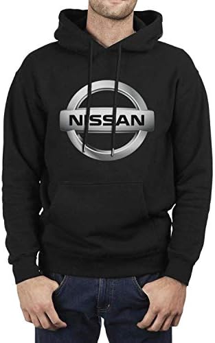 Mens Fleece Black Pullover Hoodies Sweatshirt Nissan Emblem Logo Symbol Stylish