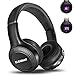 Bluetooth Headphones, ELEGIANT On Ear Bluetooth Headset Foldable with Mic FM Radio Micro SD Card Slot Wired and Bluetooth Headphones Compatible iPhone 8 7 6S 6/Android Phones/Laptop/ PC Black