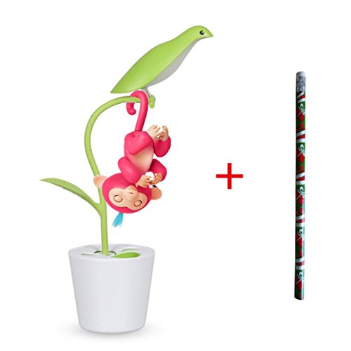 LED Light Pen Holder Monkey Climbing Platform For Finger Monkey And pencil for Studying Reading and Working (Green)