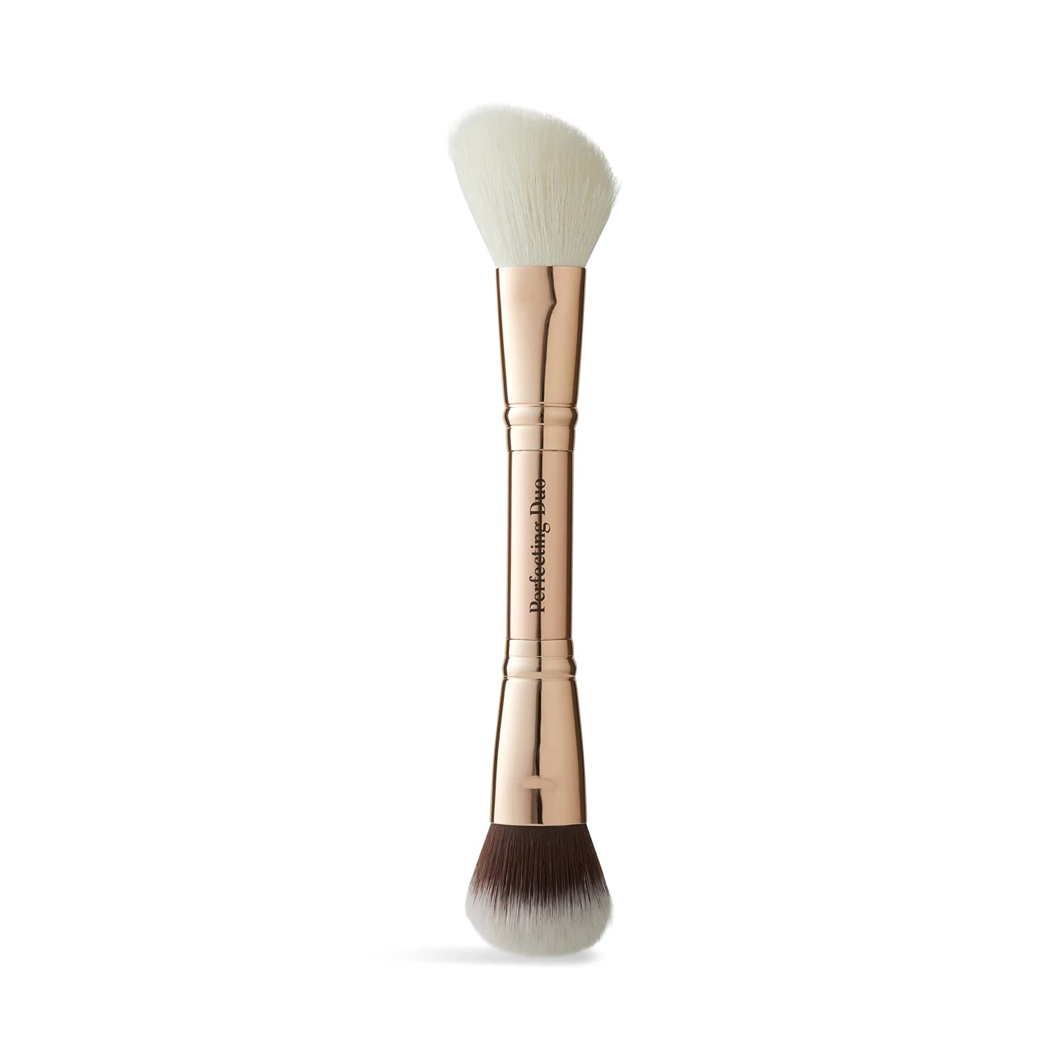 Double-Ended Perfecting Duo Makeup Brush from Sculpted by Aimee - 2 in 1 Angled Contouring Powder Brush and Compact Foundation Buffer Brush