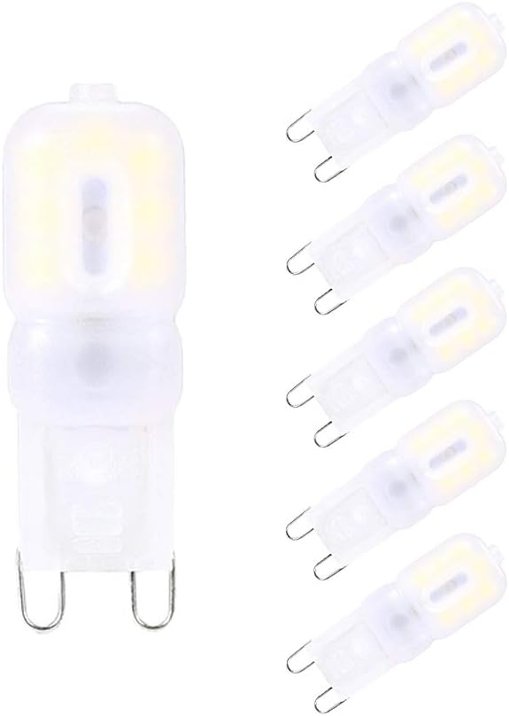 WULUN G9 LED Bulbs 3W Energy Saving Lamps with Frosted Plastic Cover, 6000K Cold White Light, Replace 30W Halogen Bulb