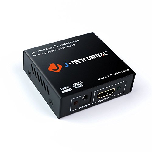 J-Tech Digital 1x2 HDMI Powered Splitter Second Verison for Full HD 1080P & 3D Support (One Input To Two Outputs)
