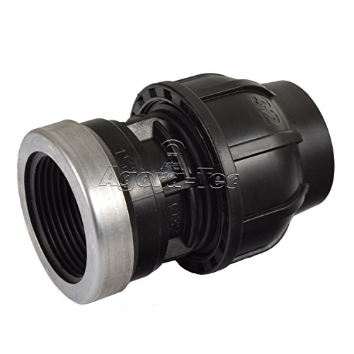 Agora-Tec PE-Fitting Kupplung 32 mm x 1 1/4 Zoll IG (39 mm) für PE-Rohr 32 mm SCHWARZ