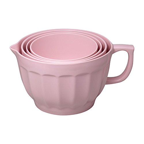 Gourmet Art 4-Piece Latte Heavyweight and Durable Melamine Prep and Serve Mixing Bowl Set, Pink, Home Essentials Cooking and Baking Tools, for Dry and Liquid Ingredients Kitchen and Everyday Use