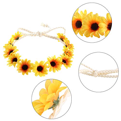 image for ManYee Sunflower Headband Crown Headpiece 3Pcs Daisy Headband for Wome