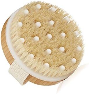 Dry / Wet Body Brush - Natural Bristles Remove Dead Skin Reducing Cellulite &amp; Toxins Bath and Shower Brush for Men and Women