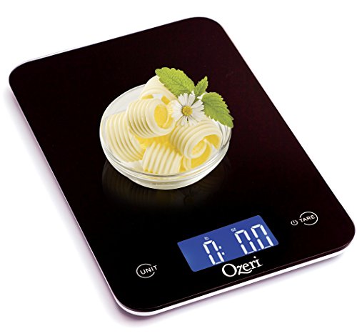 Ozeri Touch Professional Digital Kitchen Scale (12 lbs Edition), Tempered Glass in Elegant Black