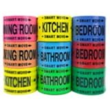 stay orangized with us, 9 rolls of labelled tape, bedroom packing tape for 3 bedrooms, living, dining, kitchen, bedroom, bathroom room packing and moving supplies. smooth and easy, no mess.