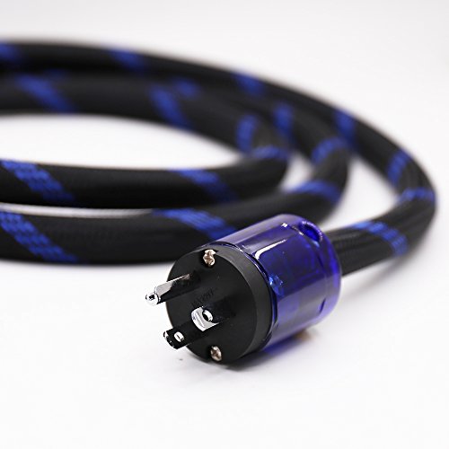 4.9FT/1.5M HiFi Audiophile Power Cord,Hi End Braided Sleeve Amplifier