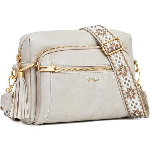 HILAEX Women's Anti-Theft Crossbody Bags with 4 Compartments, PU Leather with Adjustable and Wide Removable Strap