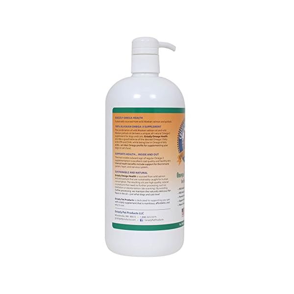 Grizzly Omega Health for Dogs & Cats, Wild Salmon Oil/Pollock Oil Omega