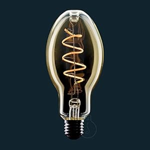 Amarcords – Gloeilamp LED dimbaar, SCHROEF filament, 2000K warm licht, amberkleurig glas peer type, E27, 4W
