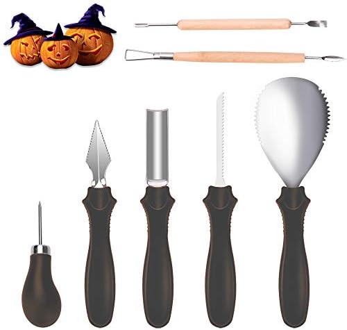 Halloween Pumpkin Carving Kit 7 Pieces-Pumpkin Carving Kit Halloween Fruit and Vegetable Carved Kitchen Tools DIY Pumpkin Light Decoration
