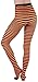 ToBeInStyle Women's Colorful Opaque Striped Tights Pantyhose Stocking Hosiery - Black/Neonorange - One Size