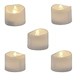 Homemory Realistic and Bright Flickering Bulb Battery Operated Flameless LED Tea Light for Seasonal & Festival Celebration, Pack of 12, Electric Fake Candle in Warm White and Wave Open