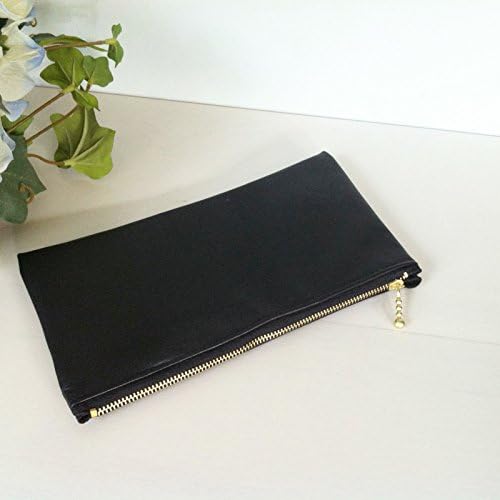 Black Lambskin Leather Clutch_Handmade