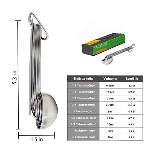 Measuring Spoons Stainless Steel, Yoelike Set of 9+1 for Measurement Dry and Liquid Ingredients Mini Milliliter Teaspoon and Tablespoon Accurate Measure Spoon Tool for Home/Kitchen/Cooking/Baking