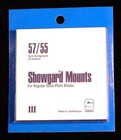 Showgard Pre-Cut Black Stamp Mounts Size 57/55