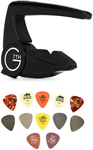 G7th G7C-P2BLK Performance 2 Guitar Capo with 12 Pick Variety Pack