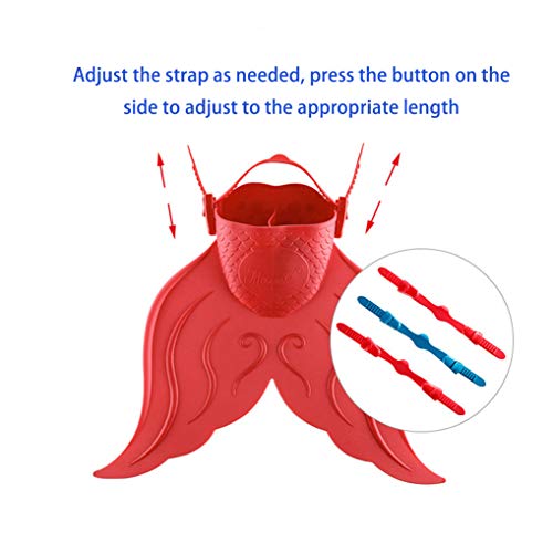 BlueSpace Swim Fins for Kids Monofin Mermaid Tail Adjustable Fins Foot Flippers for Travel Swimming Diving Girls Boys, Blue and Red