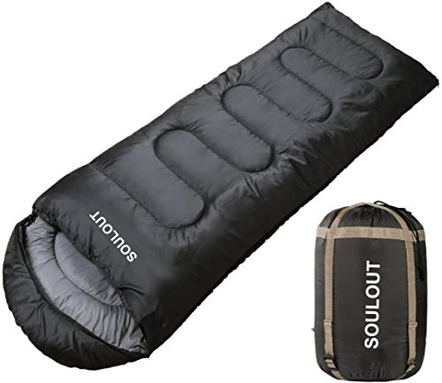 SOULOUT 3-4 Seasons Sleeping Bag, Waterproof and Lightweight for Camping, Travel and Outdoor Activities, Ideal for Adults and Children - 220 x 83 cm