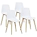 GreenForest Dining Chairs Set of 4 Mid Century Modern Chairs for Kitchen Living Room Side Chairs with Metal Legs and Plastic Seat, White