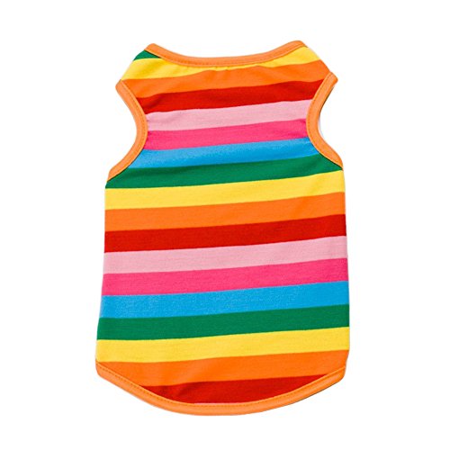 Ztl Rainbow Stripe Dog Shirts Pet T-Shirt Cotton Vest Puppy Apparel Dog Cat Clothes