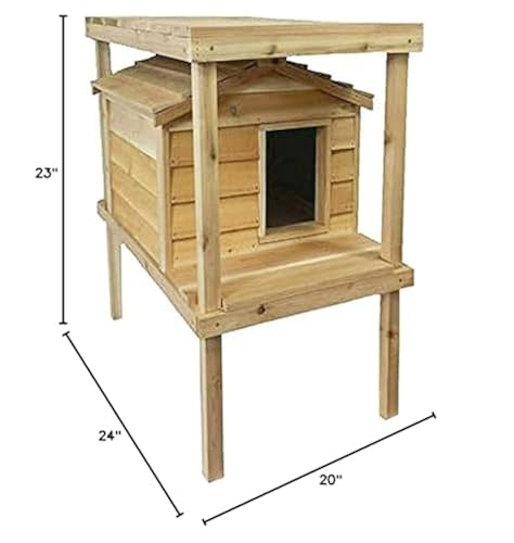 Cedar Cat House for Outside Cats, Insulated Cat Shelter Outdoor