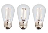 Newhouse Lighting S14LED18 Outdoor 2W S14 Vintage LED Filament Replacement String Light Bulbs Standard Base, 3-Pack, Dimmable, Clear