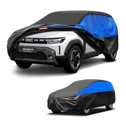 Gunhyi Waterproof and Breathable Car Cover, Dacia Duster Tarpaulin, Black and Blue Car Cover, Complete Garage Tarpaulin to Protect from Rain.