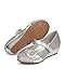 Little Angel DC35 Mix Media Glitter Flower Wedge Pump (Toddler/Little Girl/Big Girl) - Silver