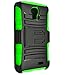 LG L31G / LG Access LTE Case Combo by ICE-CLEAR(TM)-HERCULES Dual- Layer Hard/Gel Hybrid Kickstand Armor Case w/ Holster (Black/Green)+Touch Screen Stylus