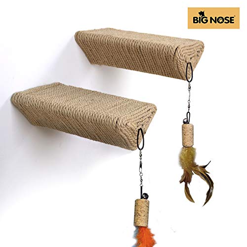 BIG NOSE Wall Mount Cat Floating Steps Shelves Scratching Post with