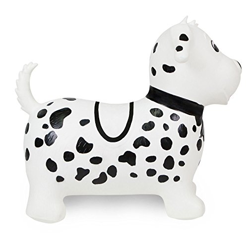 WADDLE Jumping Horse with Pump-Bouncy Horses Animals Hopper-Toddlers Inflatable Bouncing Horse Toys (White Dalmatian)