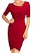 HOMEYEE Women's Vintage Wear to Work Short Sleeve Red Cocktail Party Dress B327 (6, Red)