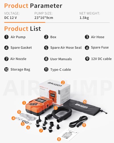 BAVIZZN 22Psi Rechargeable Sup Pump 59.2WH Paddle Board Electric Pump | Type C Line Inflator And Deflator 12v Dc For Paddle Board,Boat,Kayaks,Water Sports