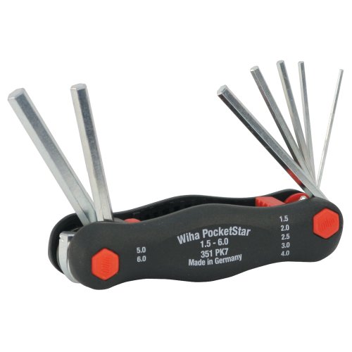 Wiha 35196 Metric Pocket Star Fold Up Key Set with Small Ergo Handle, 7-Piece