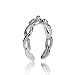 Hoops & Loops 925 Sterling Silver Braided Daisy Flower Open Toe Ring for Women Men