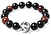 Areke 12mm Mens Glass Beads Bracelet Unisex Dragon King Pattern Beaded Stretch Bracelets