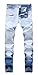 Men's Moto Biker Vintage Distressed Ripped Slim Fit Skinny Stretch Denim Jeans