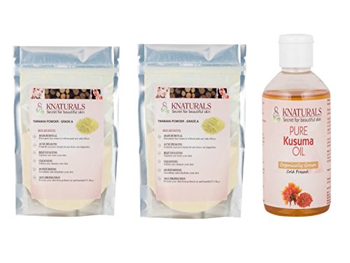 KNATURALS Thanaka Powder, 50 g (Pack of 2) with Kusuma Oil, 100 ml