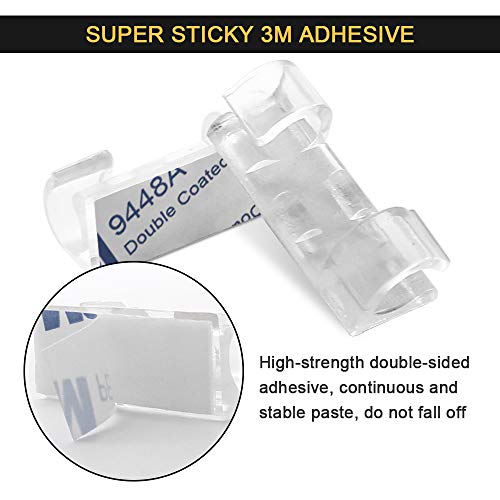 Self Adhesive Cable Clips Black Management Wire Clip Cord Holder 40 Pack (Transparent)