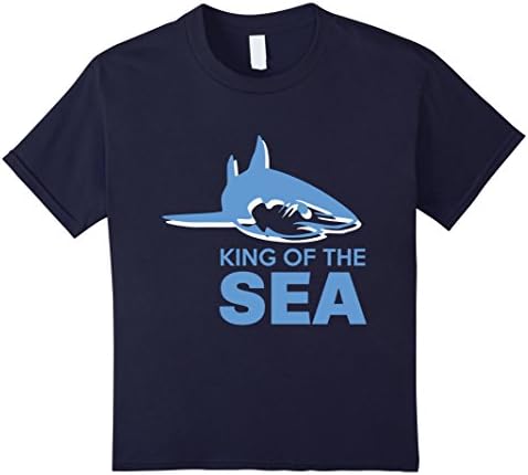 unisex-child King of the Sea Shark T-Shirt 12 Navy
