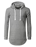URBANCREWS Mens Hipster Hip Hop Classic Pullover Hooded Jacket HGRAY LARGE