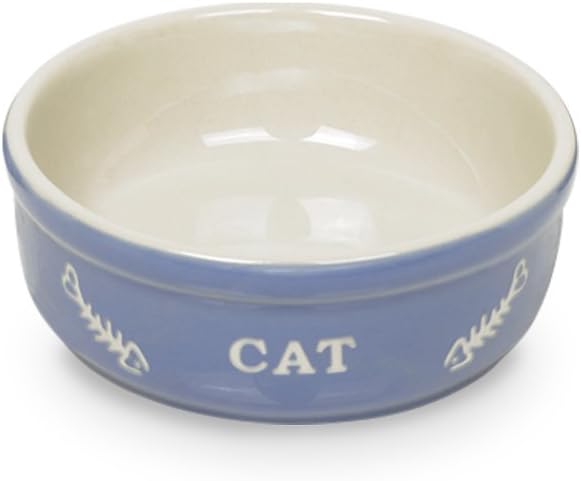 Nobby Ceramic Cat Bowl Diameter 13.5 cm, Light blue/beige, 1 Stück (1er Pack)