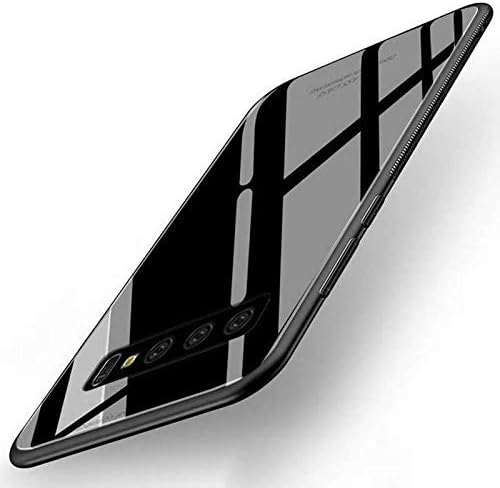 Axxeum Cases and Covers for Samsung S10 Plus (S 10+) Luxurious Shockproof TPU Bumper Back Glass Case Cover with Toughened Glass for Samsung S10 Plus (Black)
