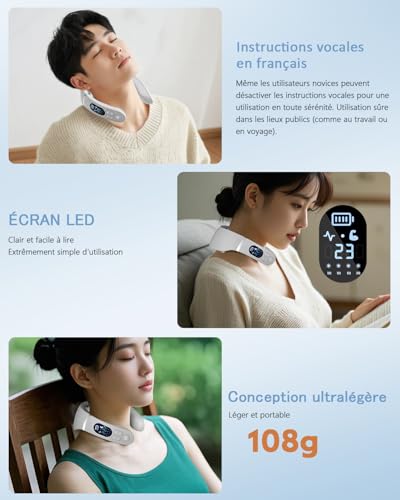 Neck Massager, 6 Heads Portable Electric Massager with 42°C Thermal Therapy, 12 Modes 22 Levels, Smart Voice Function, LCD Display, Suitable for Home and Office