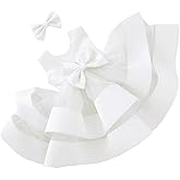 AIMJCHLD 0-6T Baby Girls V Backless Flower Dress Pageant Party Wedding Gown Dresses with Hair Bow
