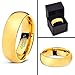 Charming Jewelers Tungsten Wedding Band Ring 7mm Men Women Comfort Fit 18k Yellow Gold Blue Grey Dome Polished