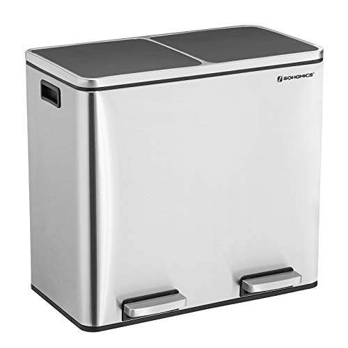 SONGMICS Basurero Reciclaje, Cubo de Basura para Cocina con 2 cubetas